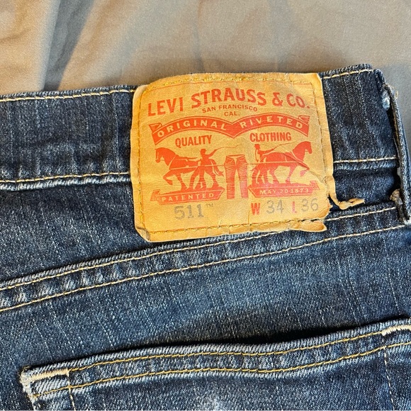 Levi’s 511 Skinny Dark Wash Denim Jeans Size 34/36 - Picture 6 of 8